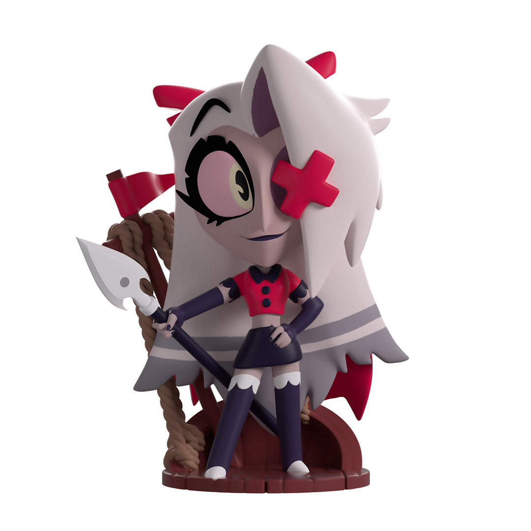 Animated character figurine with a weapon on a white background