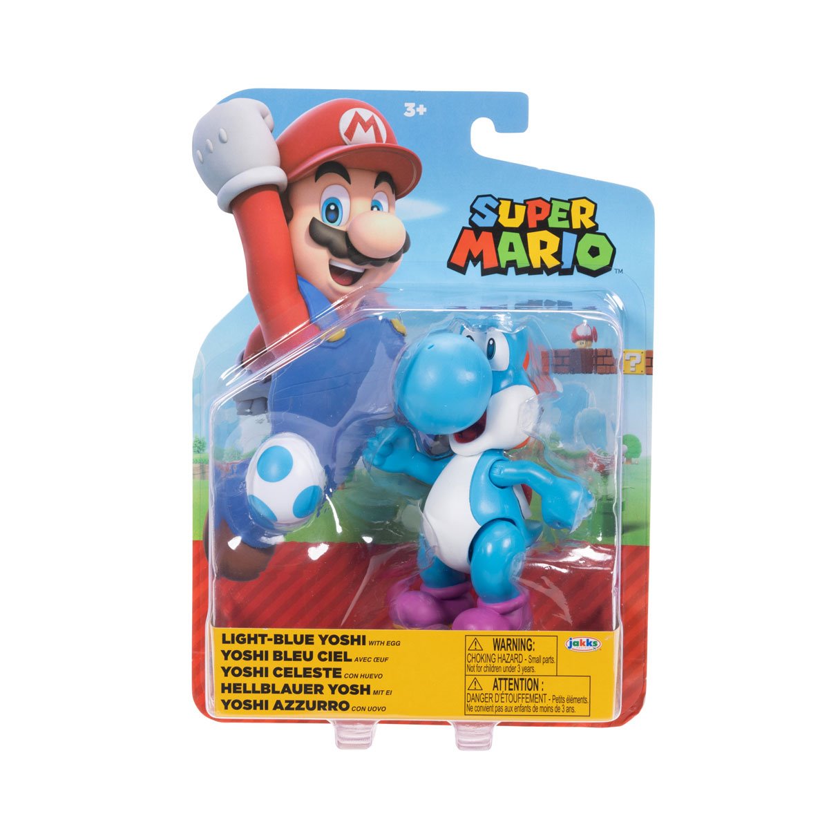 Jakks Pacific World of Nintendo Super Mario Light Blue Yoshi with Egg Figure