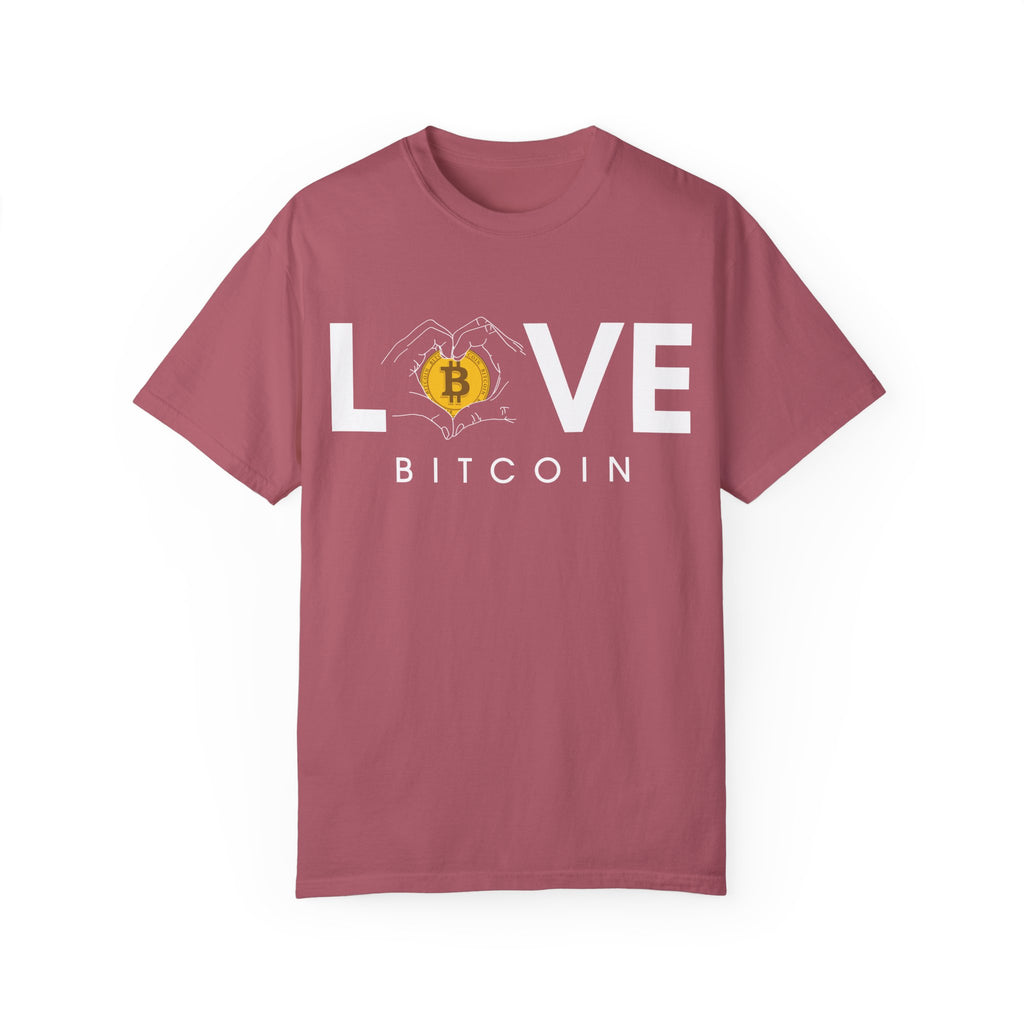 BraggerSwine Unisex Garment-Dyed T-Shirt - Bitcoin Is Love