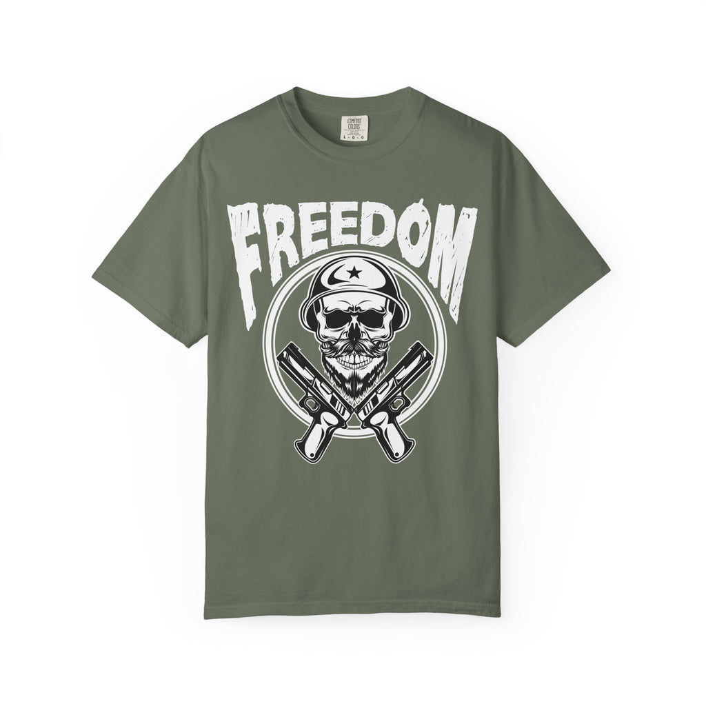 Freedom Skull Vintage Military Skull with Crossed Rifles Graphic