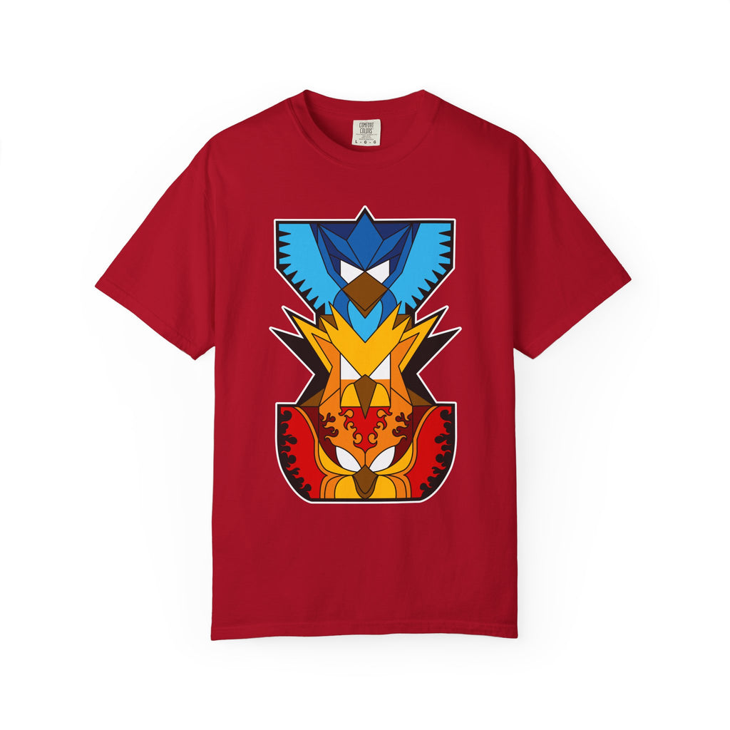 Elemental Totem T‑Shirt — Geometric Fire, Water & Lightning Animal Stack