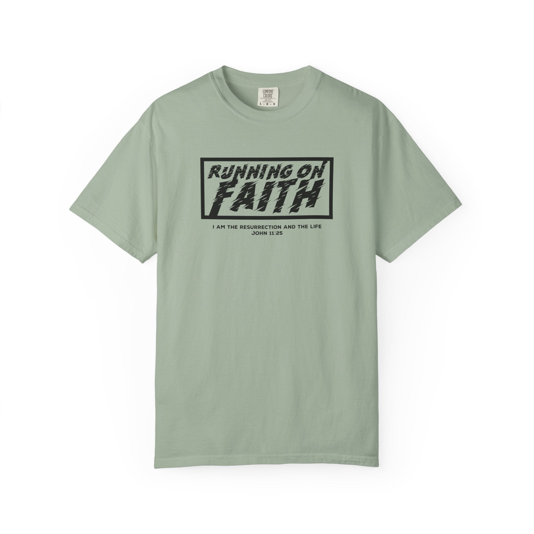Running on Faith T-Shirt — Christian Scripture Tee (John 12:26)