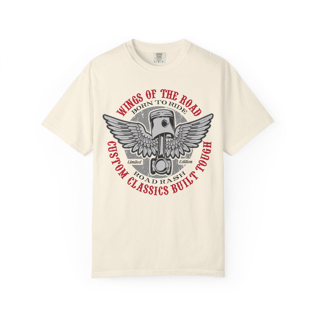 Wings of the Road Motorcycle T-Shirt - "Born to Ride" Vintage Road Racer Tee