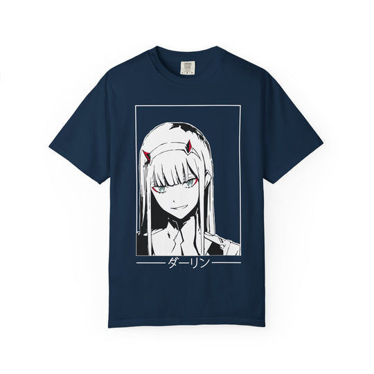 Anime Zero Two Portrait T-Shirt — 'ダーリン' Graphic Tee for Fans