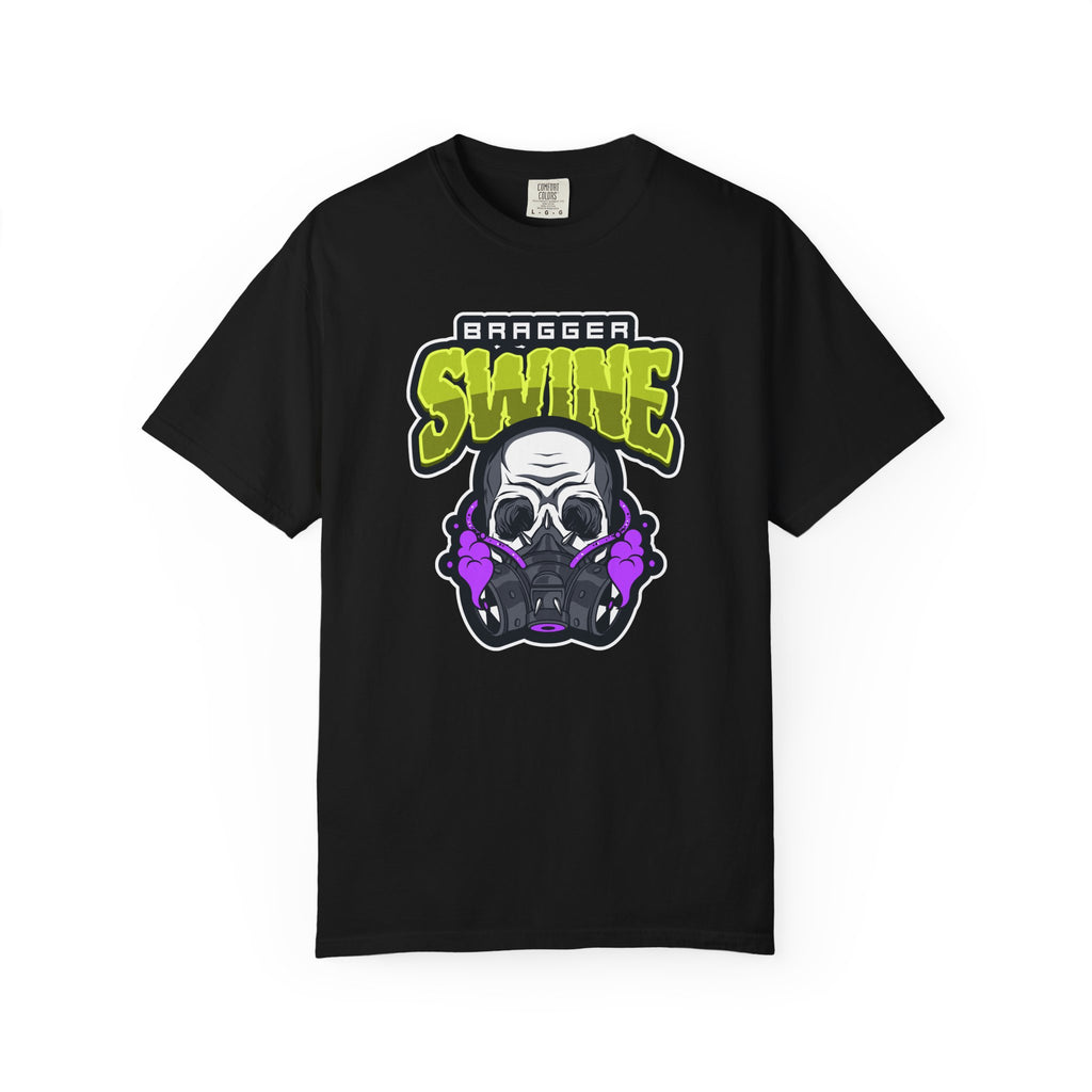 T-Shirt — 'Bragger Swine' Skull Gas Mask Graphic Tee