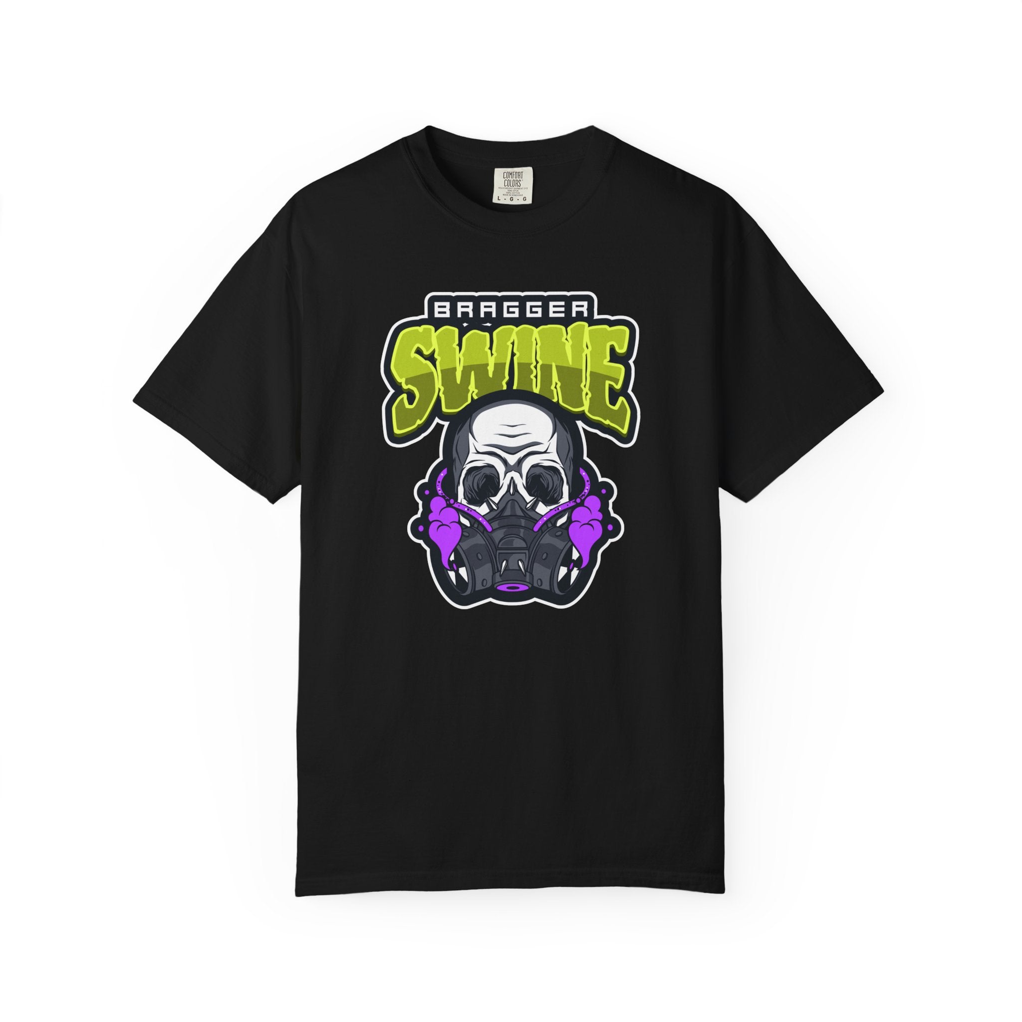 T-Shirt — 'Bragger Swine' Skull Gas Mask Graphic Tee