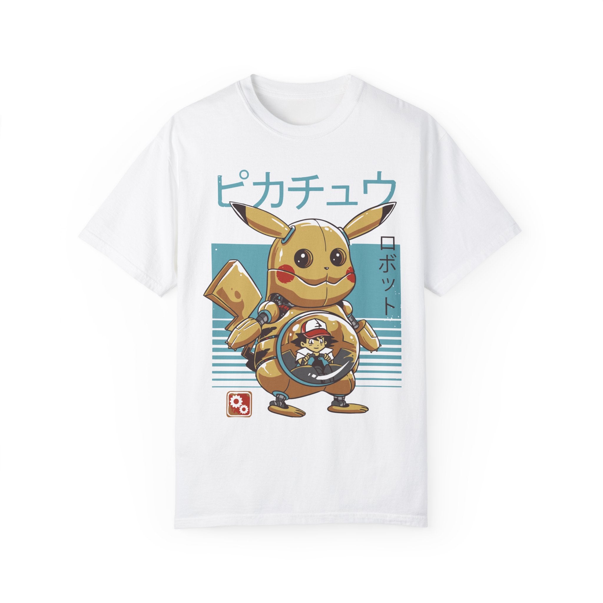 BraggerSwine Unisex Garment-Dyed T-Shirt - Ash y Pika Robot