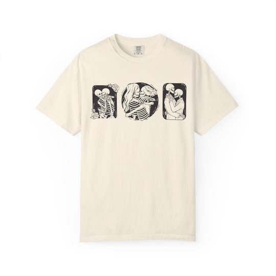 Skeleton Love Graphic T-Shirt — Vintage Gothic Couple Illustration