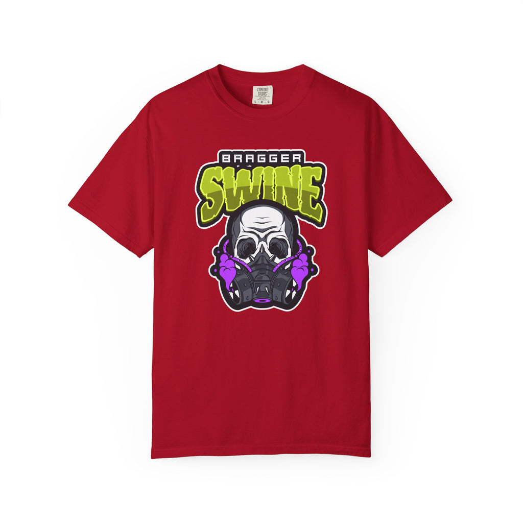 T-Shirt — 'Bragger Swine' Skull Gas Mask Graphic Tee