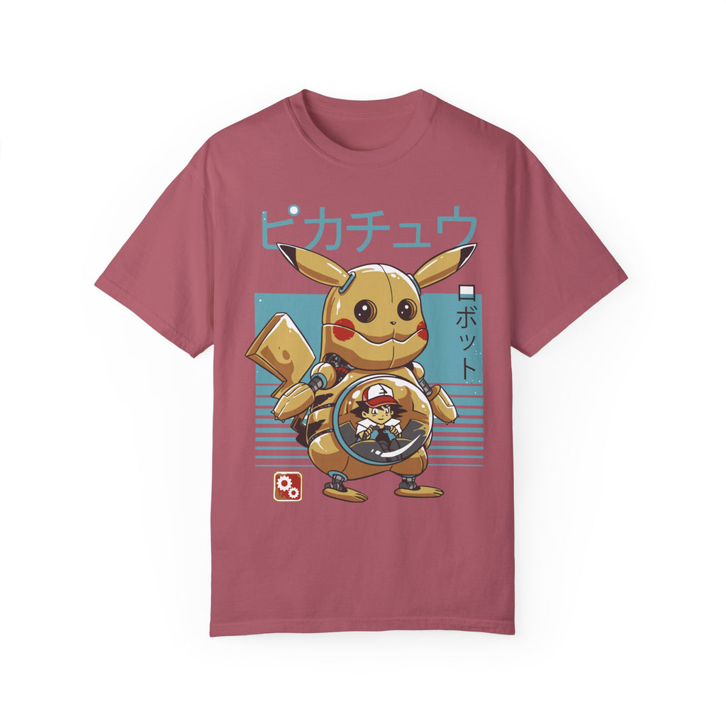 BraggerSwine Unisex Garment-Dyed T-Shirt - Ash y Pika Robot