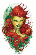 Illustration of a character with red hair and green accents on a white background