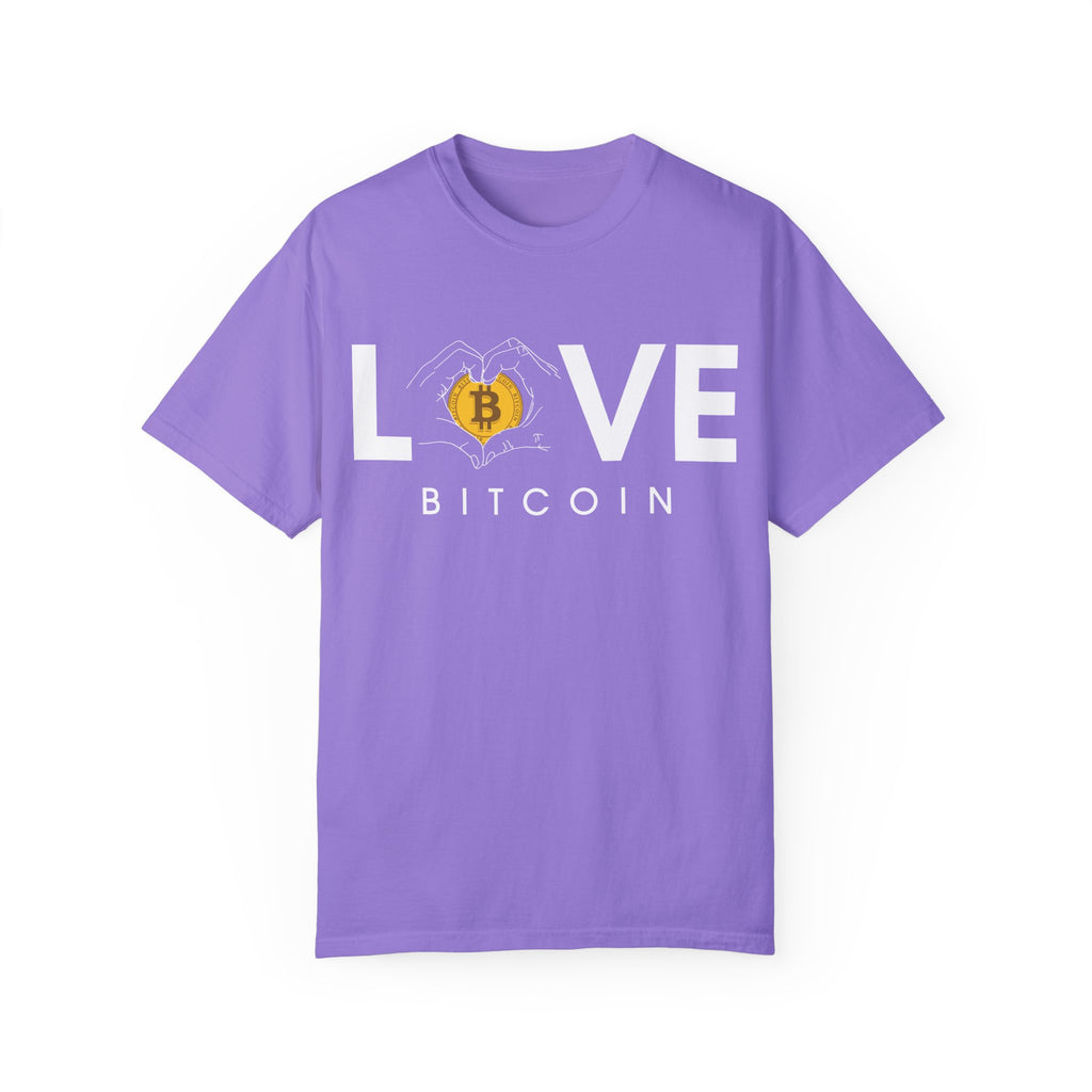 BraggerSwine Unisex Garment-Dyed T-Shirt - Bitcoin Is Love
