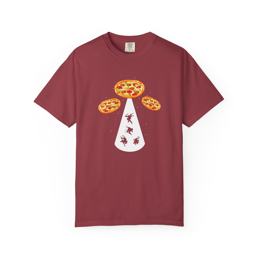 Pizza UFO T-Shirt — Alien Abduction Pepperoni Graphic Tee
