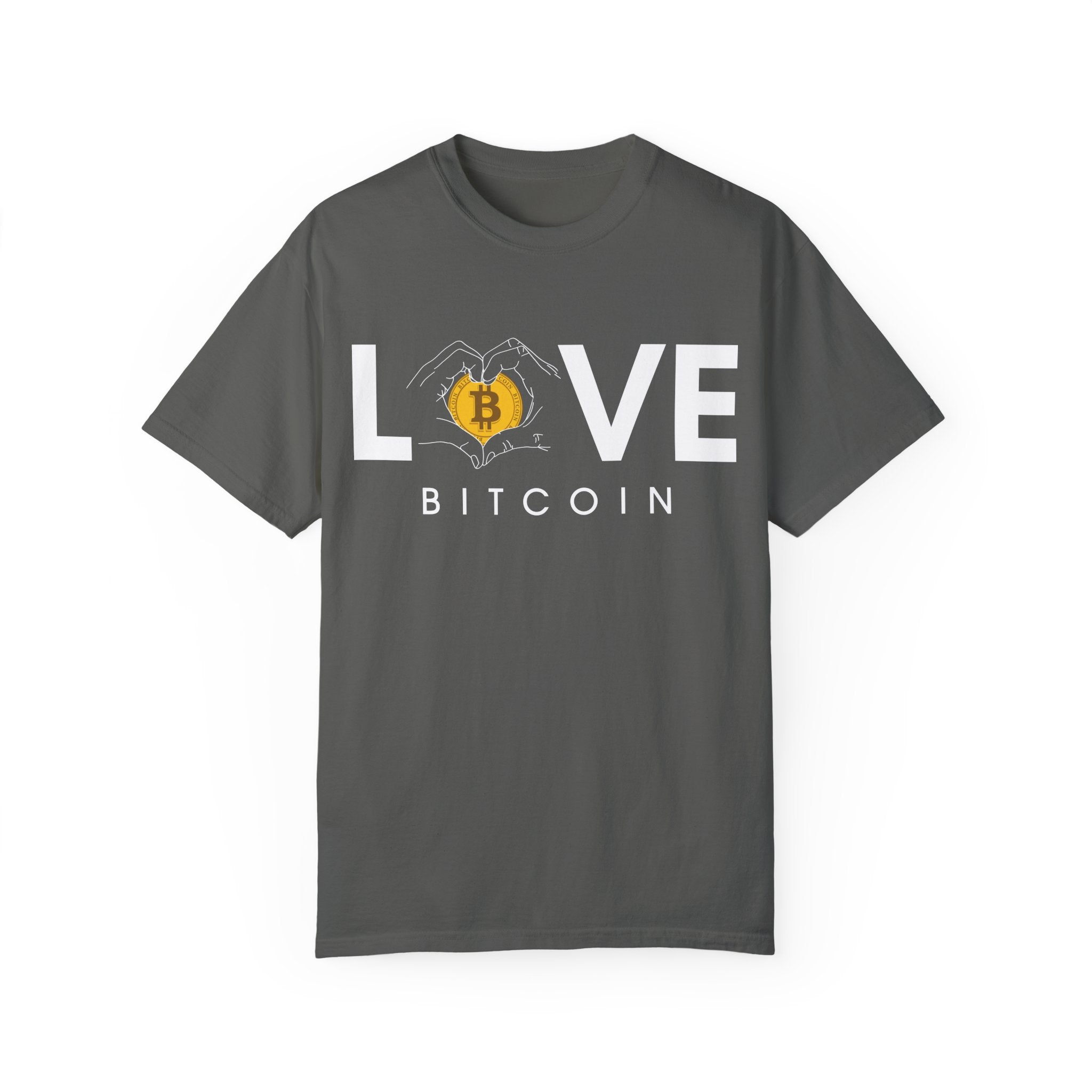 BraggerSwine Unisex Garment-Dyed T-Shirt - Bitcoin Is Love