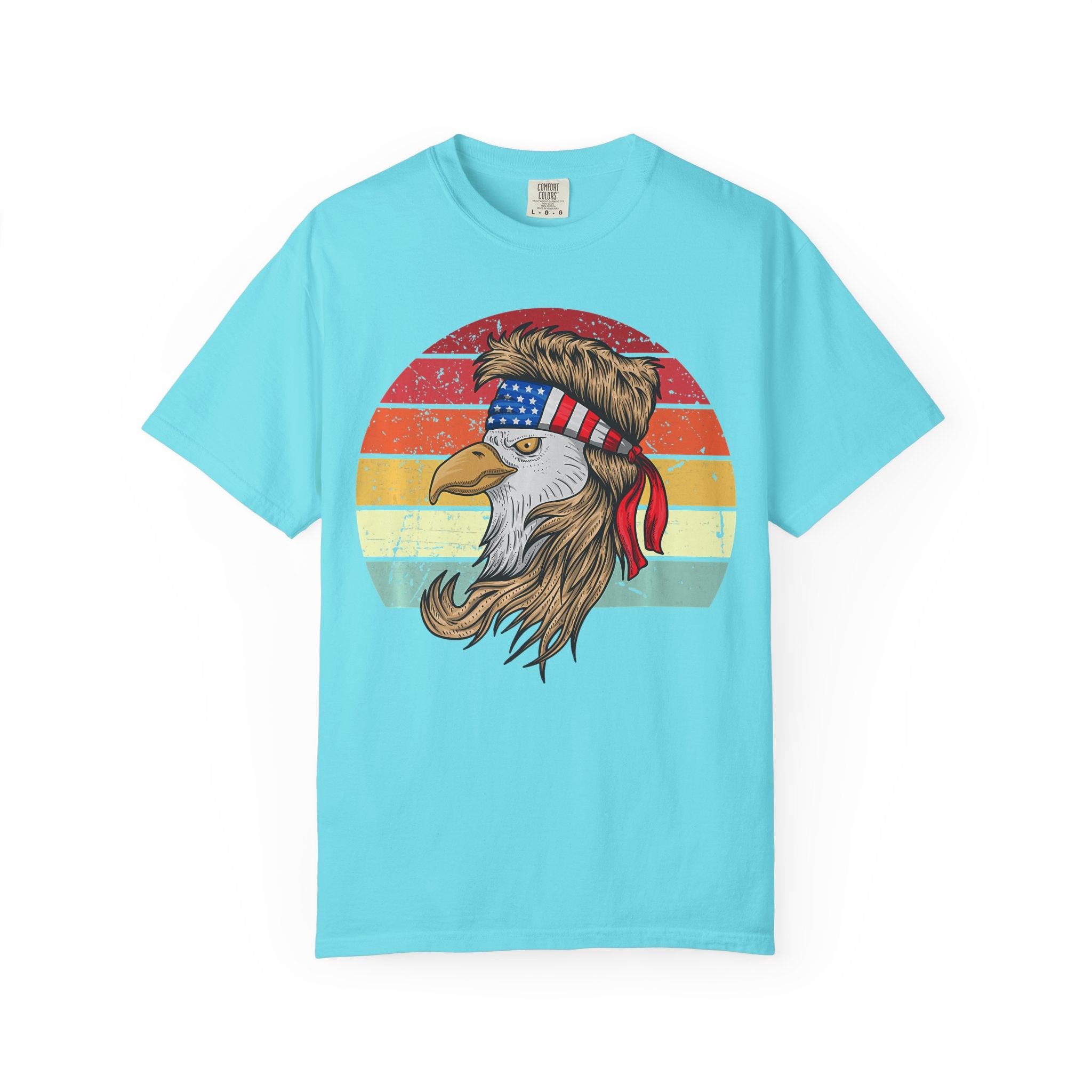 Eagle Head Retro Sunset T-Shirt — American Flag Bandana Patriotic Tee