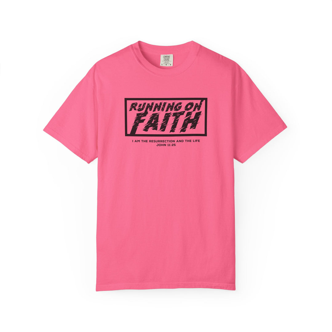 Running on Faith T-Shirt — Christian Scripture Tee (John 12:26)