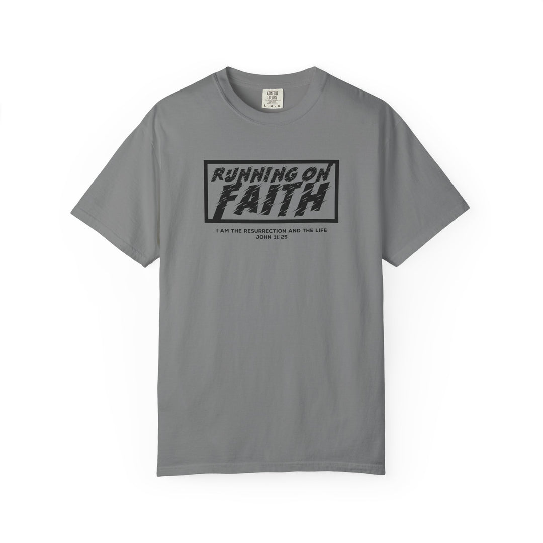 Running on Faith T-Shirt — Christian Scripture Tee (John 12:26)