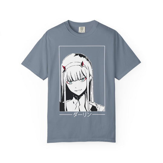 Anime Zero Two Portrait T-Shirt — 'ダーリン' Graphic Tee for Fans