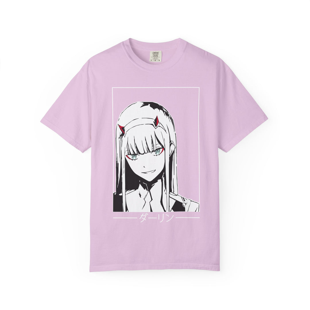 Anime Zero Two Portrait T-Shirt — 'ダーリン' Graphic Tee for Fans