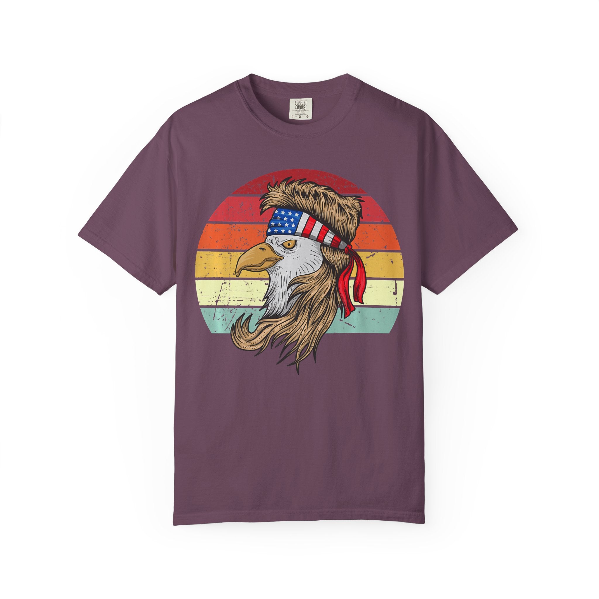 Eagle Head Retro Sunset T-Shirt — American Flag Bandana Patriotic Tee