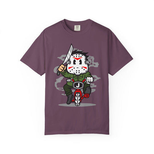 Jason Mask Biker T-Shirt — Retro Horror Moto Tee