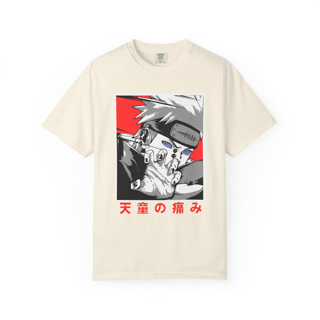 Anime-Style Pain Graphic T-Shirt — Japanese Text “天童の痛み”