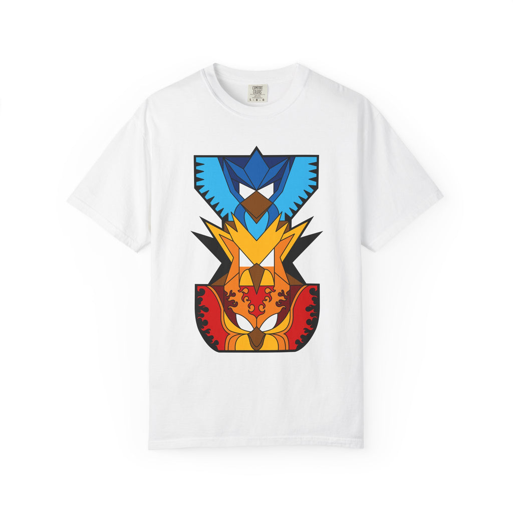 Elemental Totem T‑Shirt — Geometric Fire, Water & Lightning Animal Stack