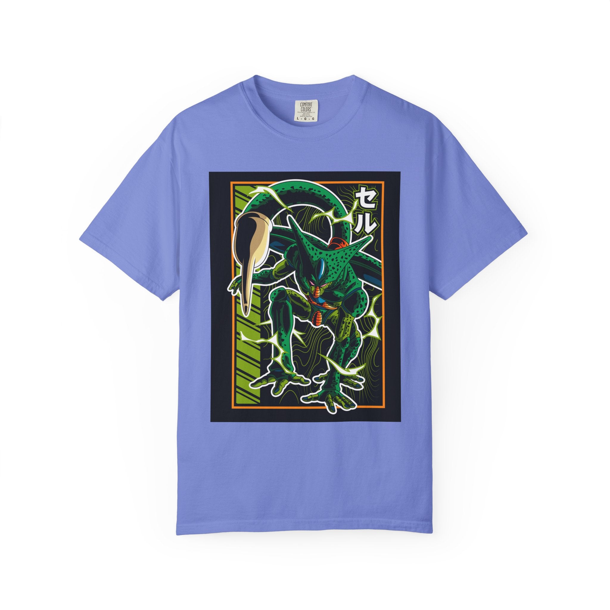 Retro Neon Monster Tee — Japanese Text Graphic Shirt