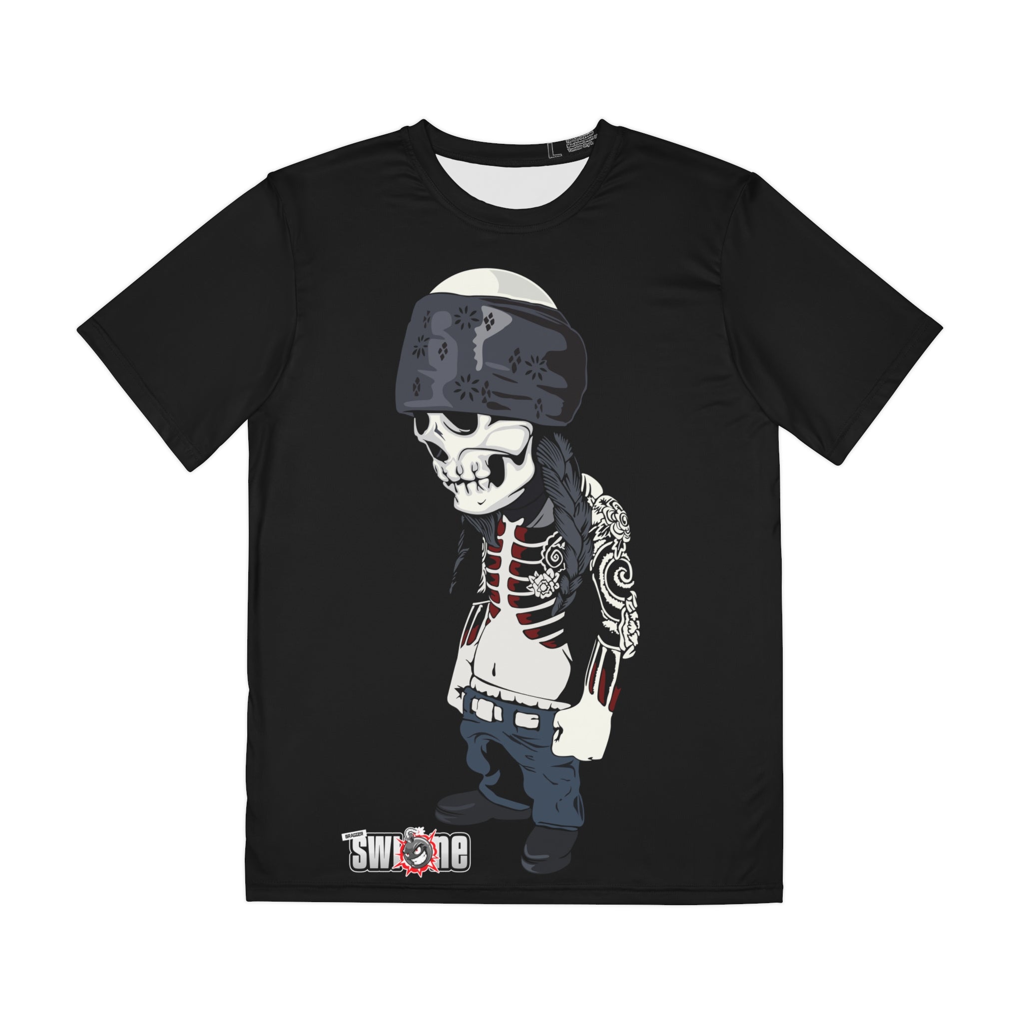 Skeleton Biker Graphic Tee — BraggerSwine Skull Streetwear