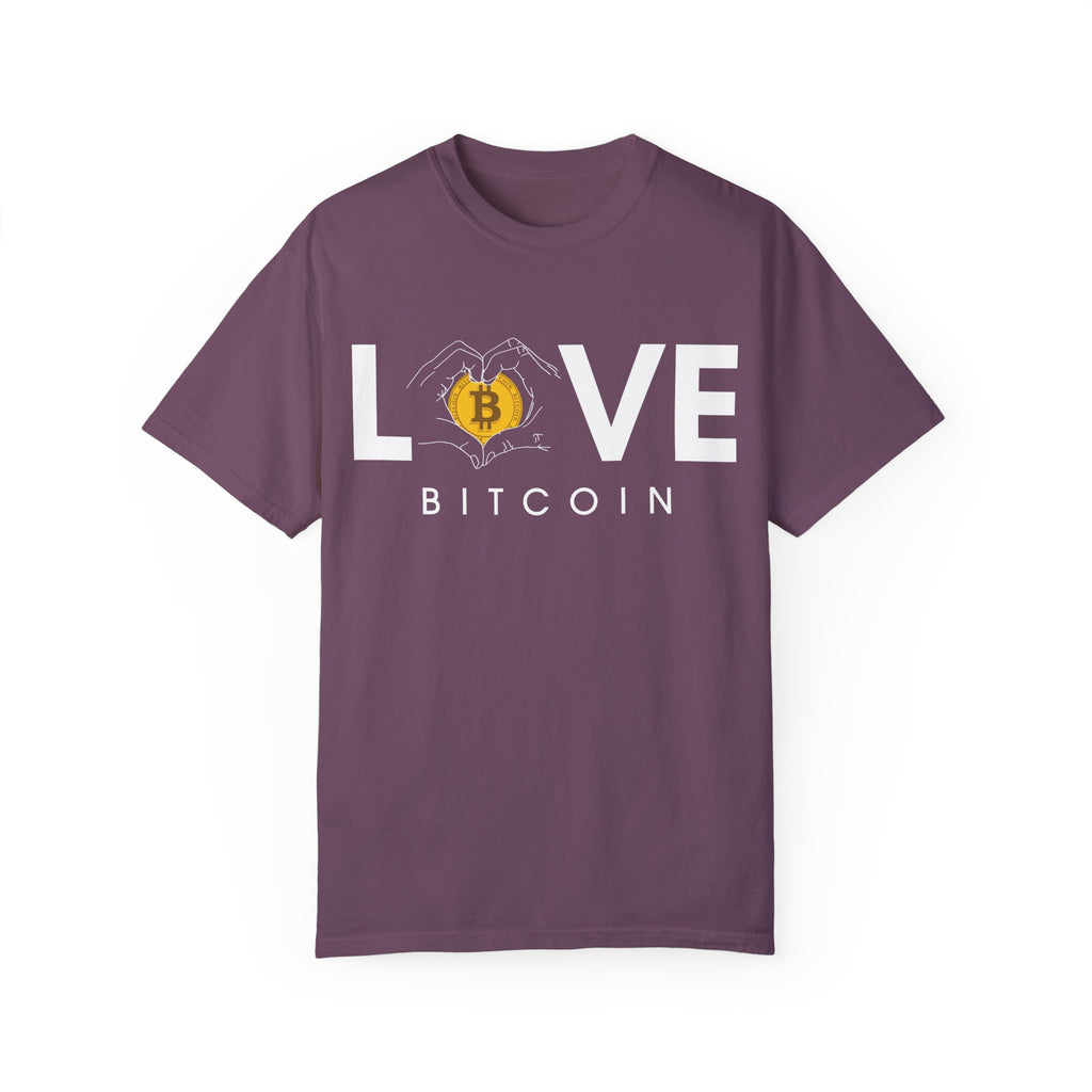 BraggerSwine Unisex Garment-Dyed T-Shirt - Bitcoin Is Love