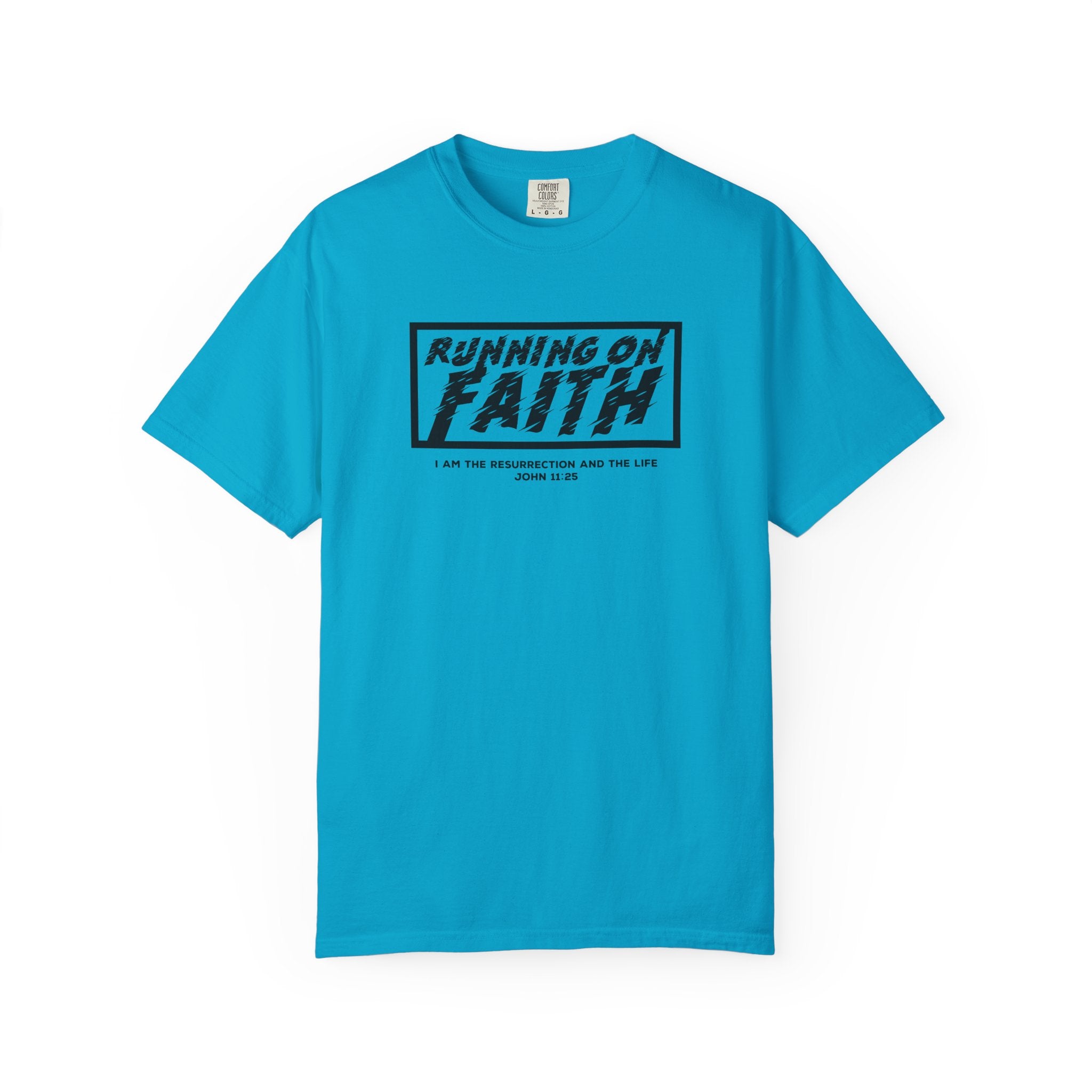 Running on Faith T-Shirt — Christian Scripture Tee (John 12:26)