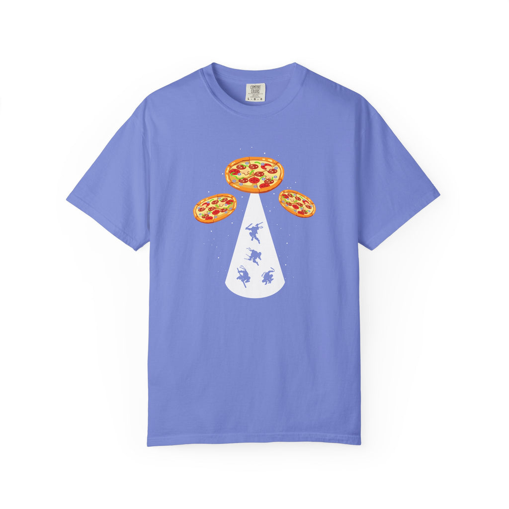 Pizza UFO T-Shirt — Alien Abduction Pepperoni Graphic Tee