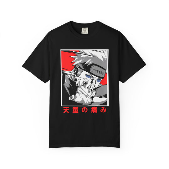 Anime-Style Pain Graphic T-Shirt — Japanese Text “天童の痛み”