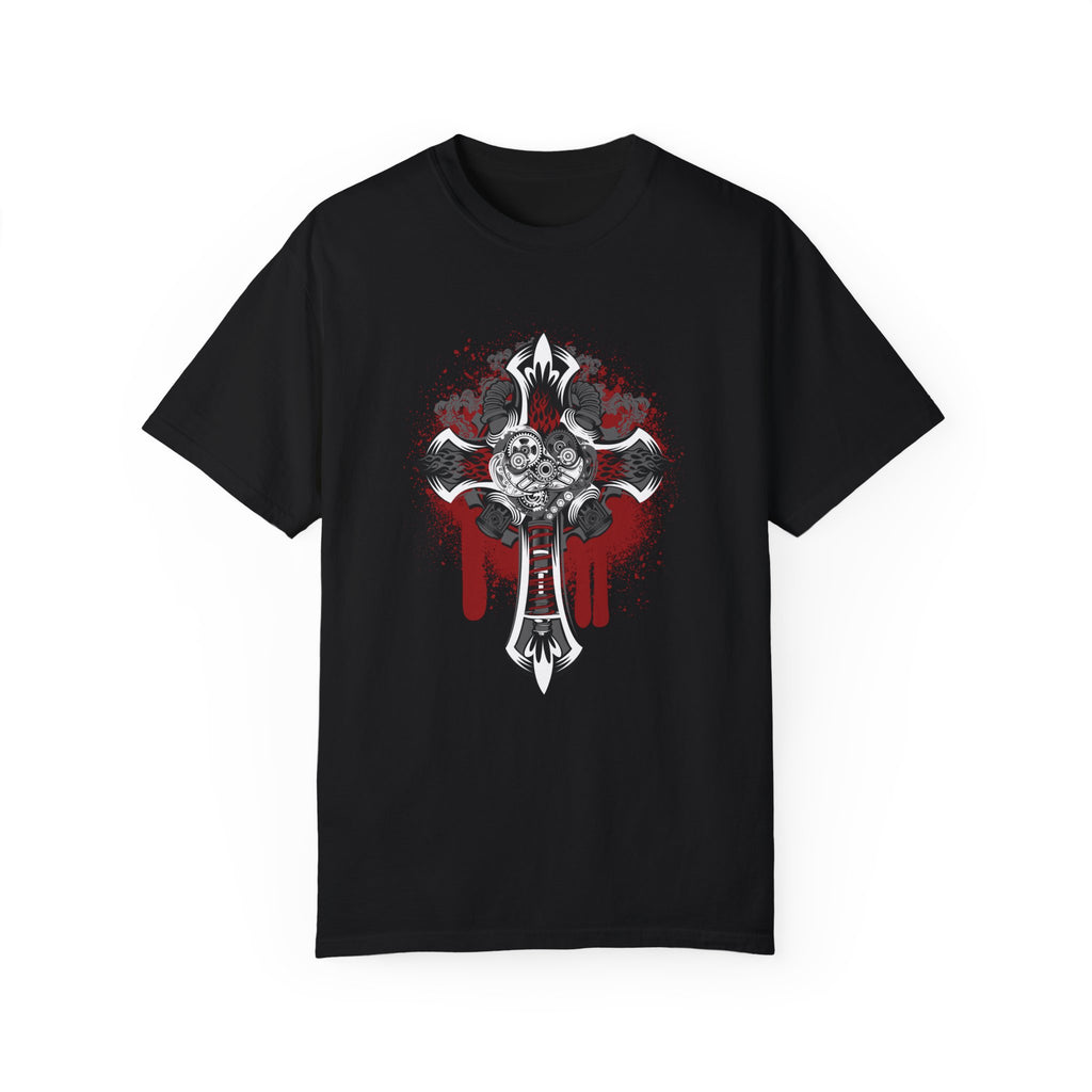 BraggerSwine Unisex Garment-Dyed T-Shirt - Steam Punk Cross