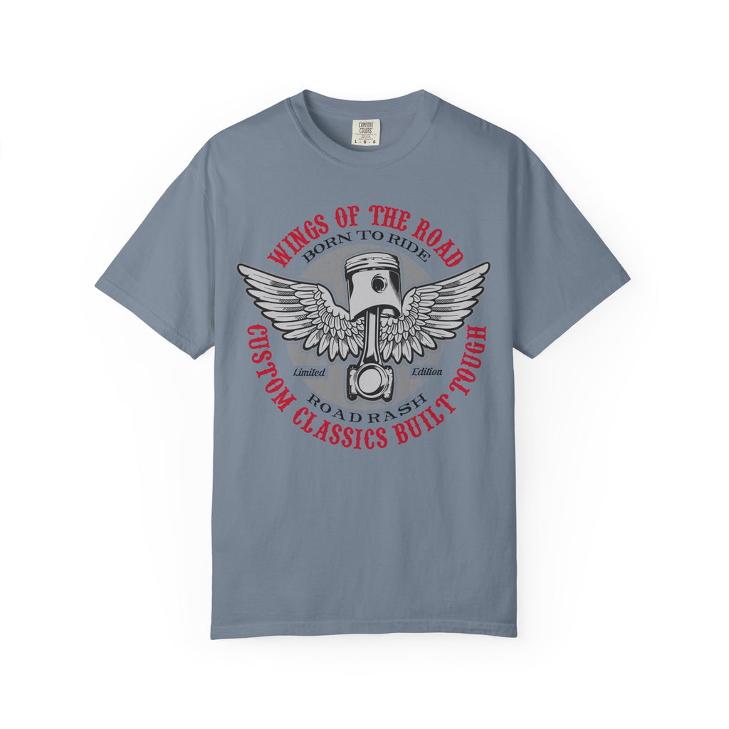 Wings of the Road Motorcycle T-Shirt - "Born to Ride" Vintage Road Racer Tee
