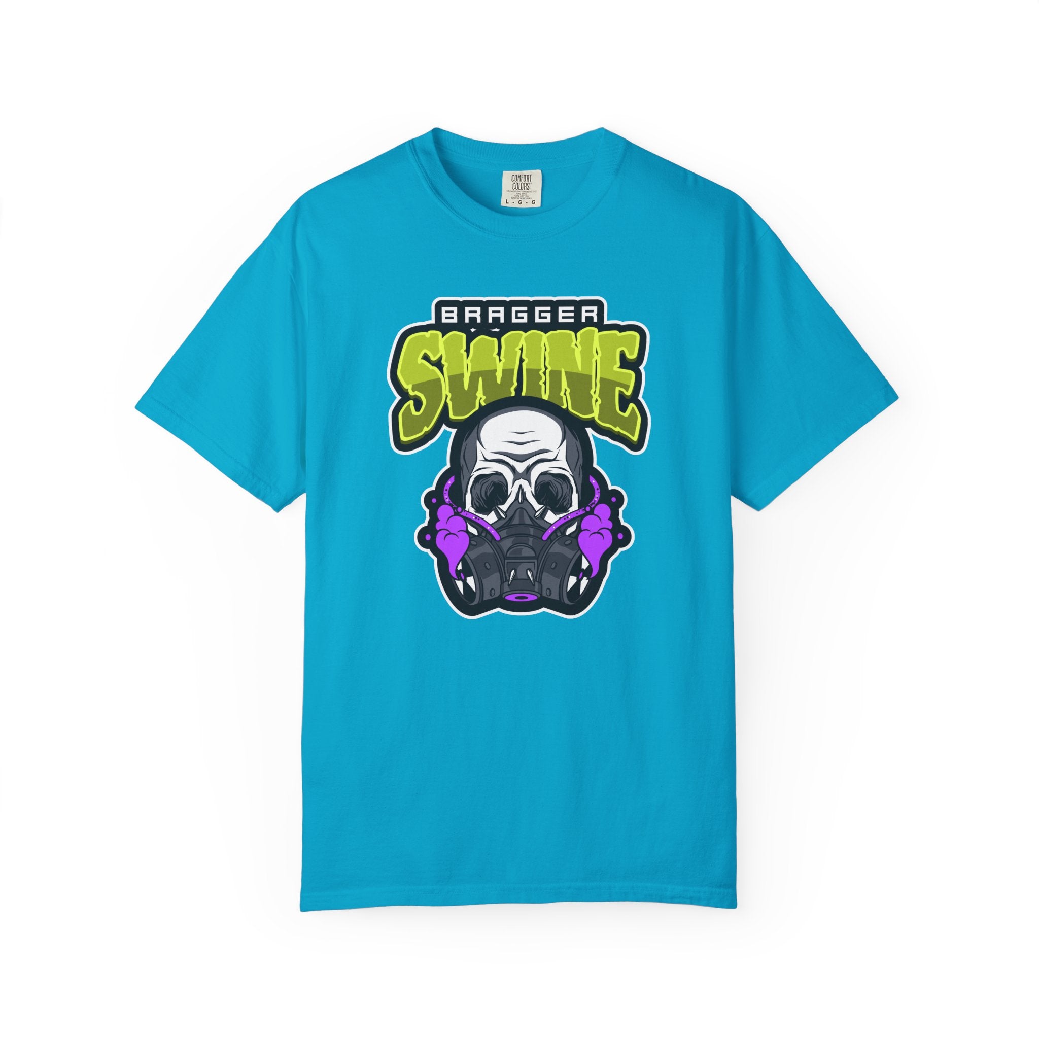 T-Shirt — 'Bragger Swine' Skull Gas Mask Graphic Tee