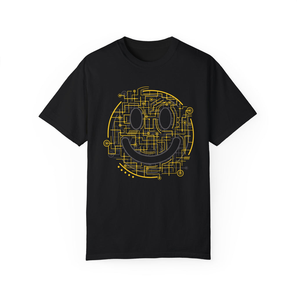 BraggerSwine Unisex Garment-Dyed T-Shirt - Electric Smiley