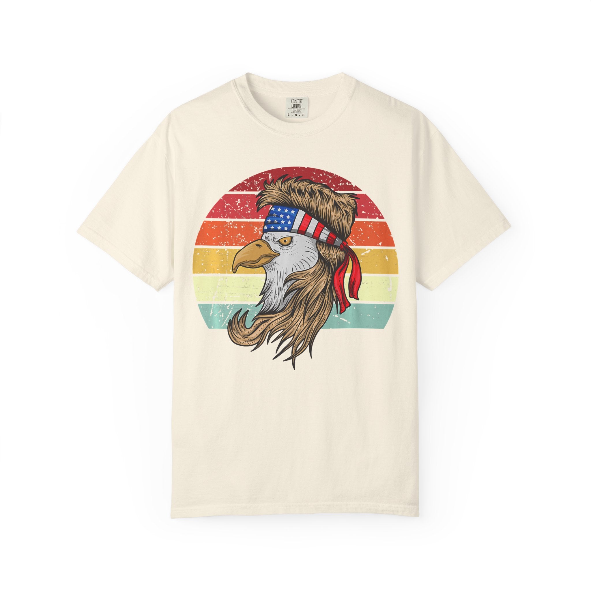 Eagle Head Retro Sunset T-Shirt — American Flag Bandana Patriotic Tee