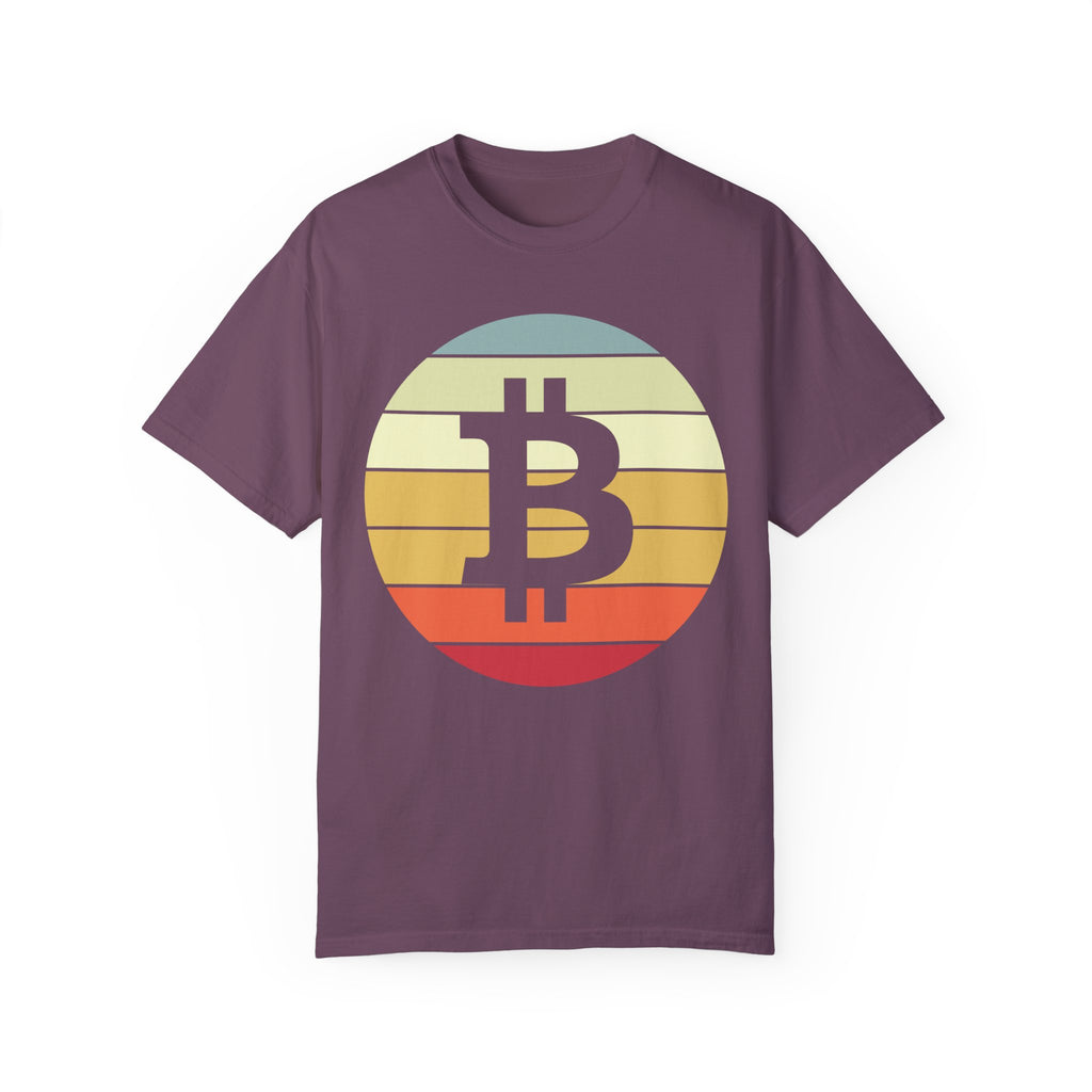 BraggerSwine Unisex Garment-Dyed T-Shirt - Bitcoin Vintage Sunset