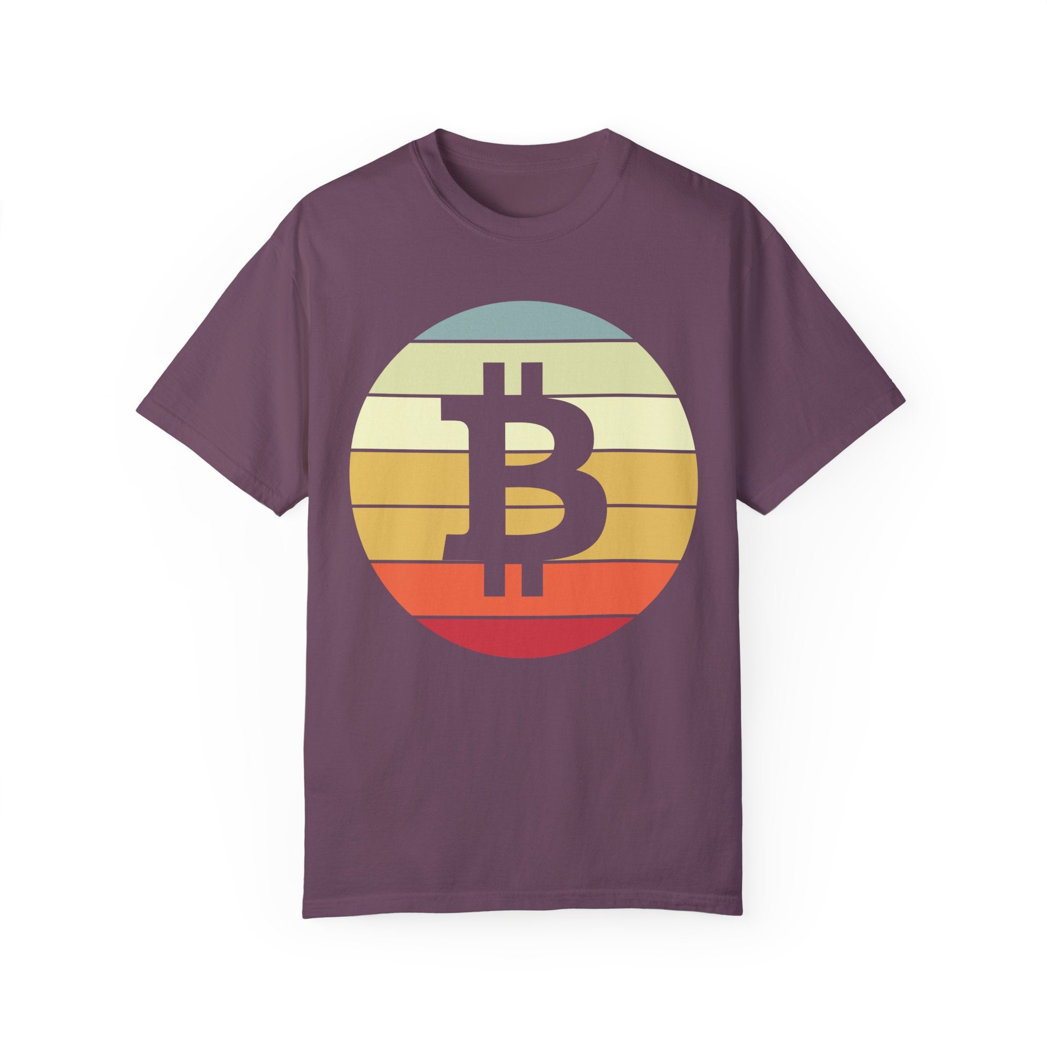 BraggerSwine Unisex Garment-Dyed T-Shirt - Bitcoin Vintage Sunset
