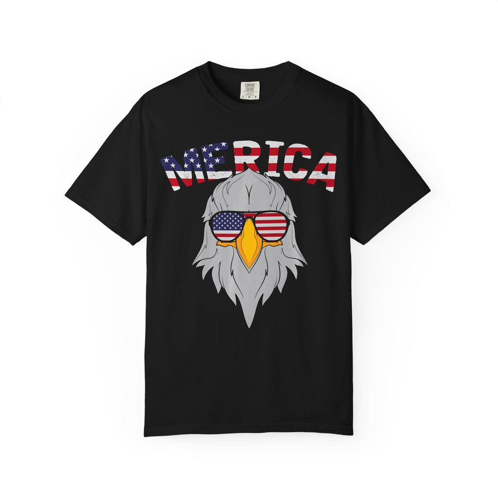 Eagle 'Merica T-Shirt — Patriotic Bald Eagle with USA Flag Sunglasses