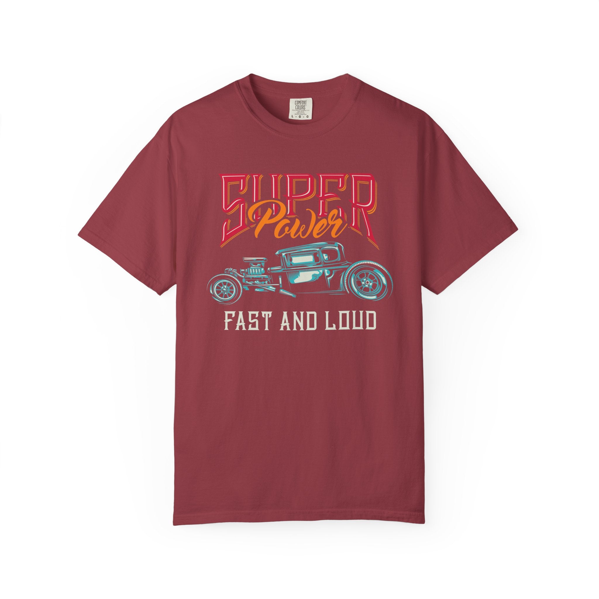 Vintage Hot Rod T-Shirt — "Super Power: Fast and Loud" Car Graphic