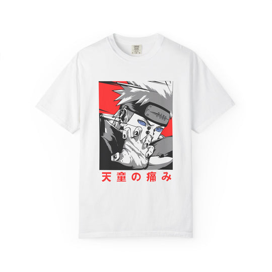 Anime-Style Pain Graphic T-Shirt — Japanese Text “天童の痛み”