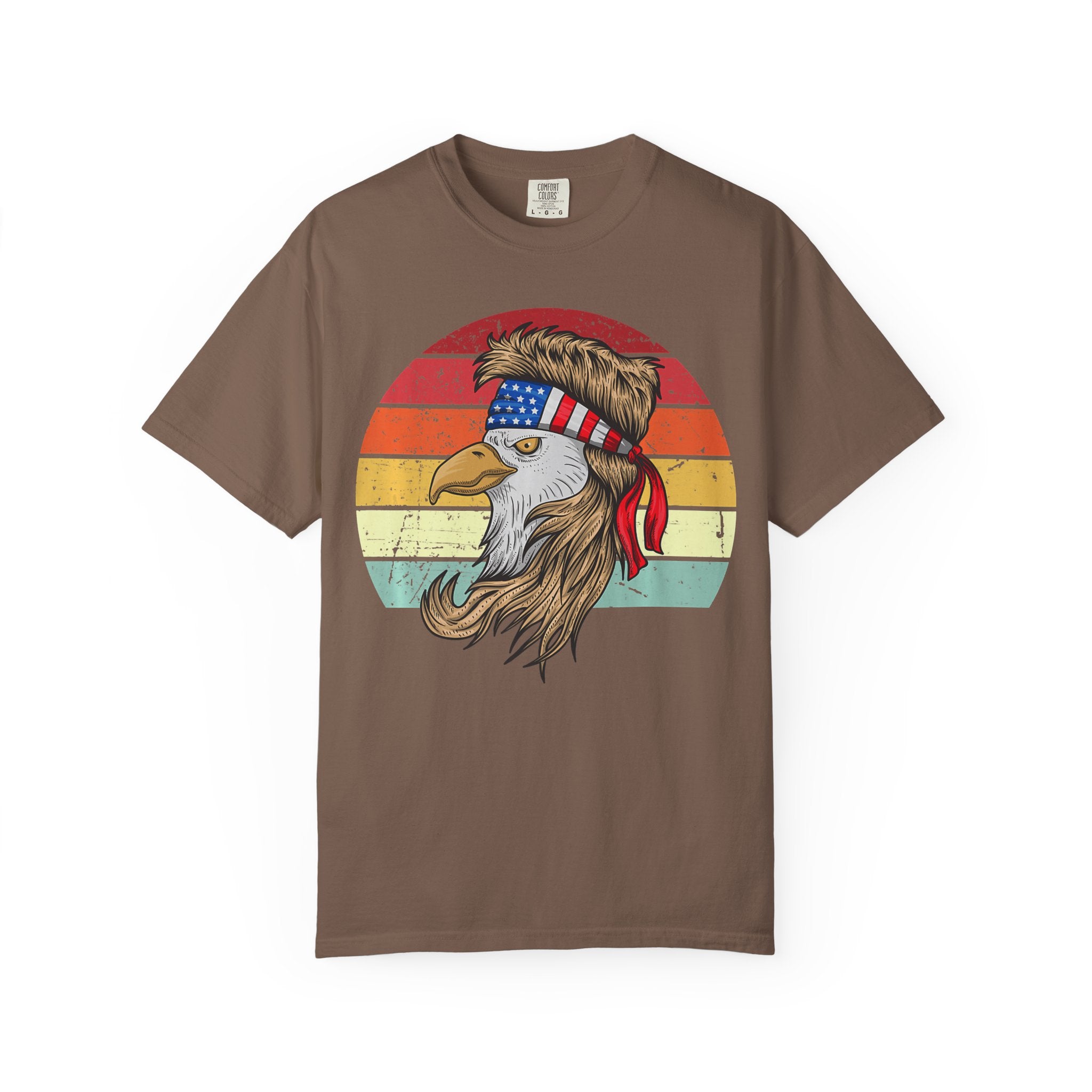 Eagle Head Retro Sunset T-Shirt — American Flag Bandana Patriotic Tee