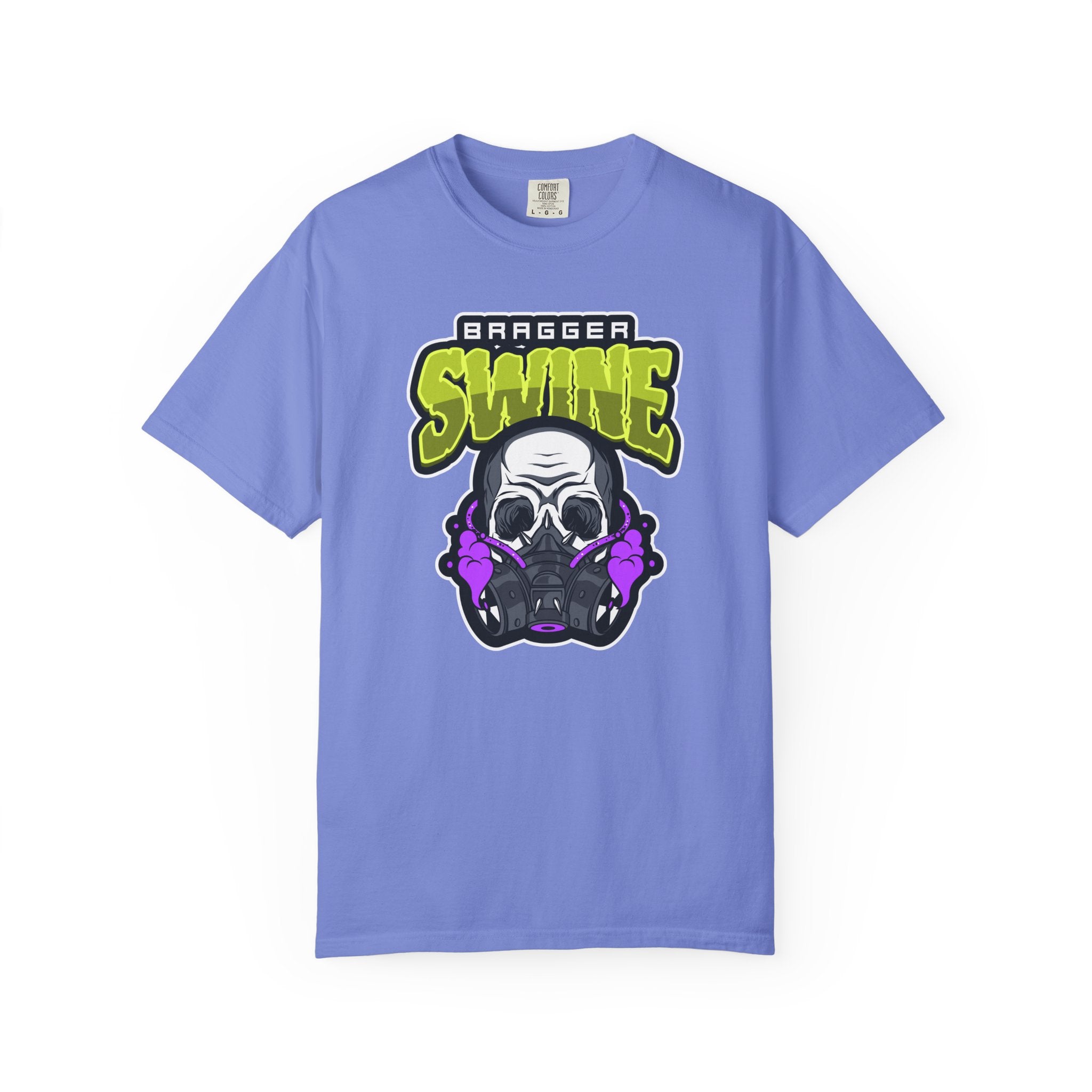 T-Shirt — 'Bragger Swine' Skull Gas Mask Graphic Tee