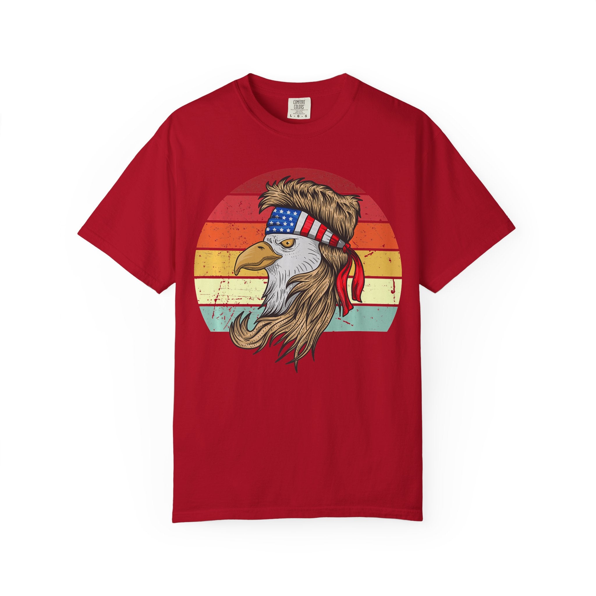 Eagle Head Retro Sunset T-Shirt — American Flag Bandana Patriotic Tee