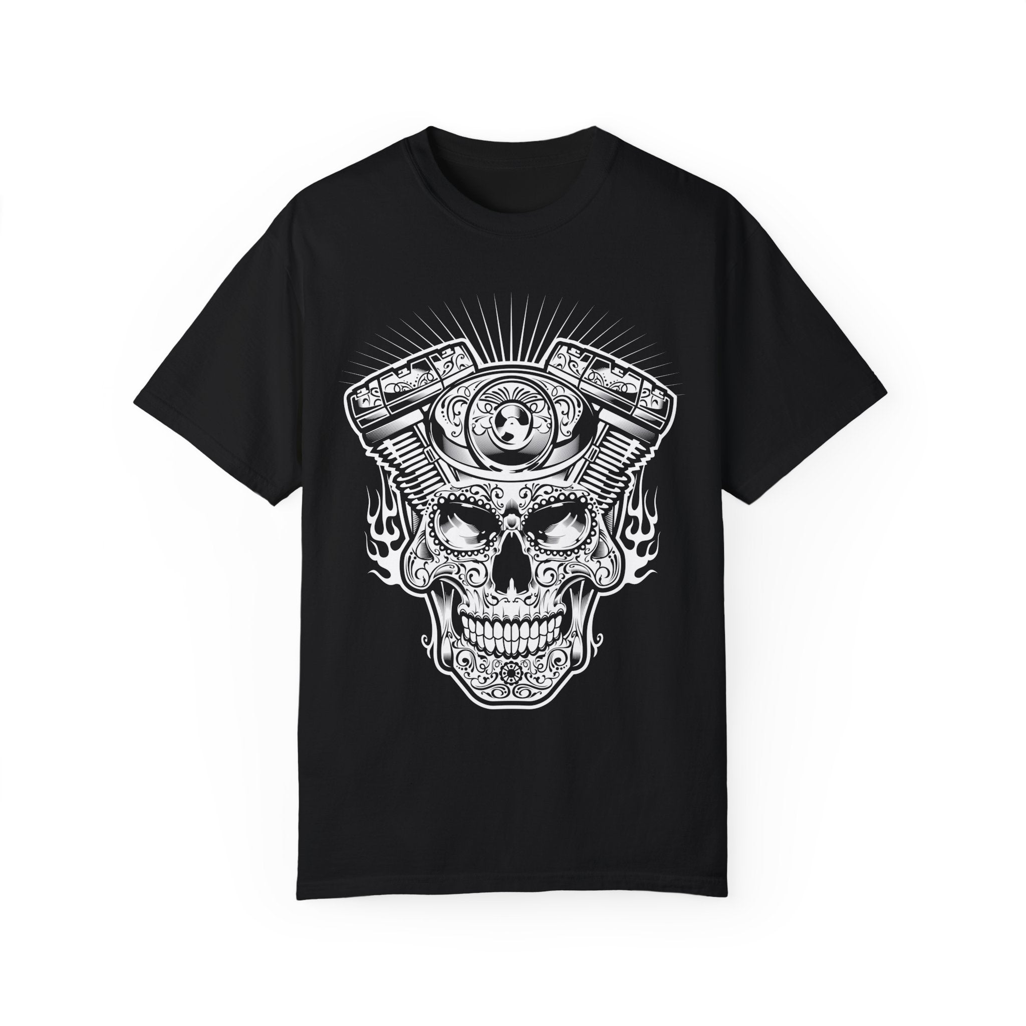 BraggerSwine Unisex Garment-Dyed T-Shirt - Skull Engine