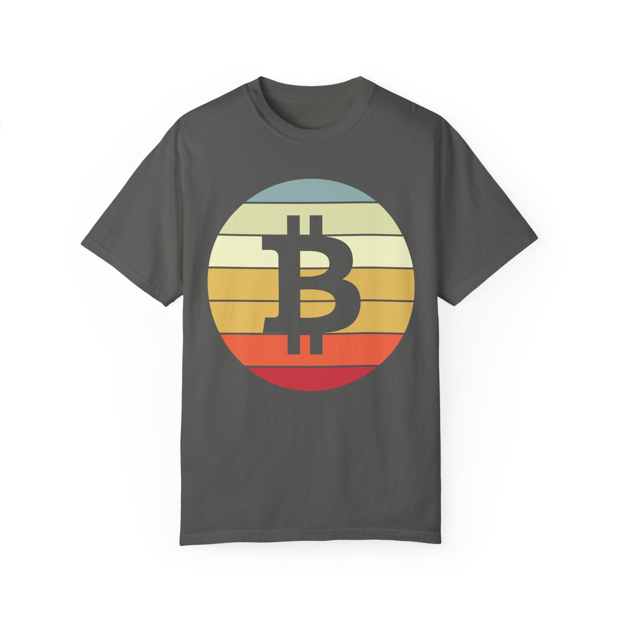 BraggerSwine Unisex Garment-Dyed T-Shirt - Bitcoin Vintage Sunset