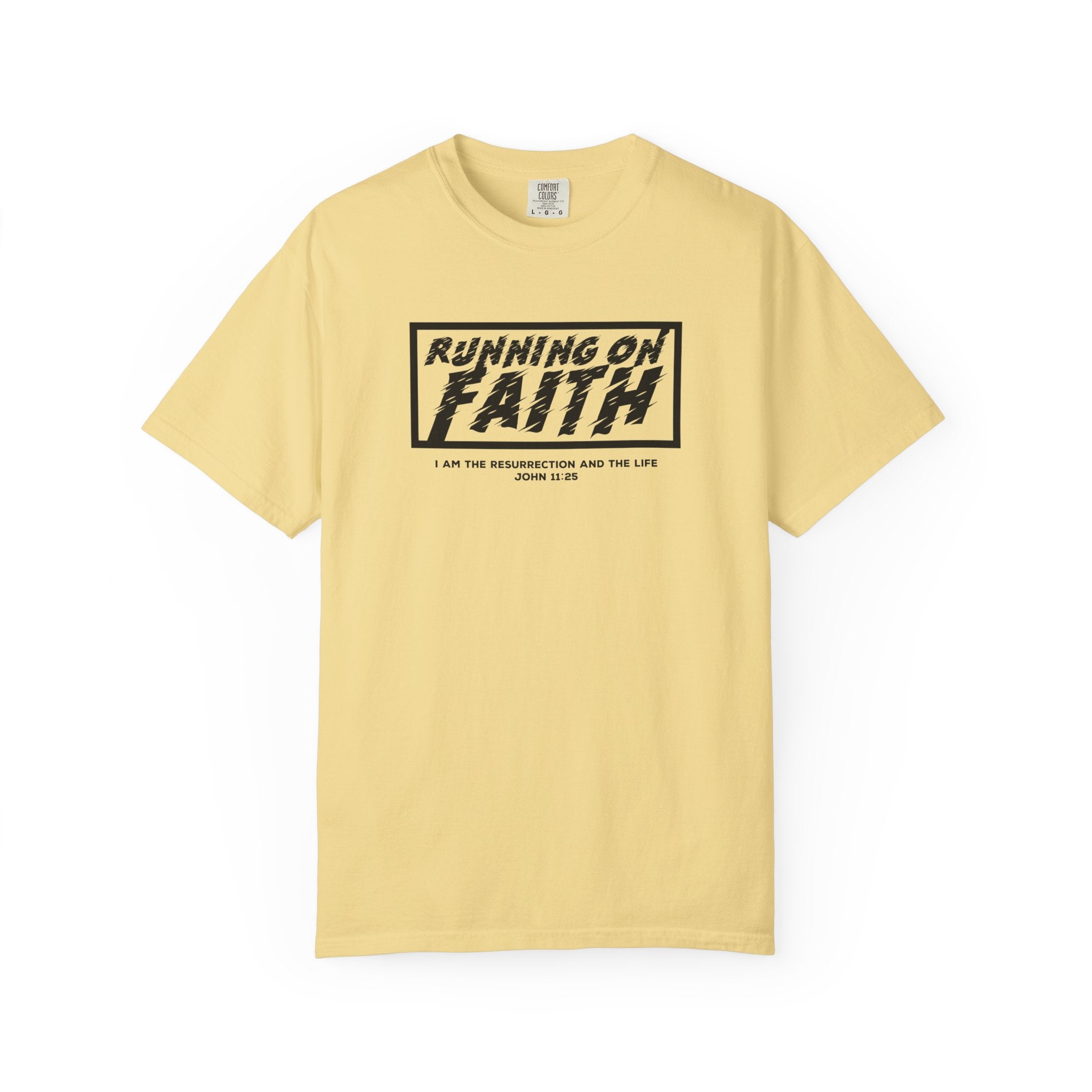 Running on Faith T-Shirt — Christian Scripture Tee (John 12:26)
