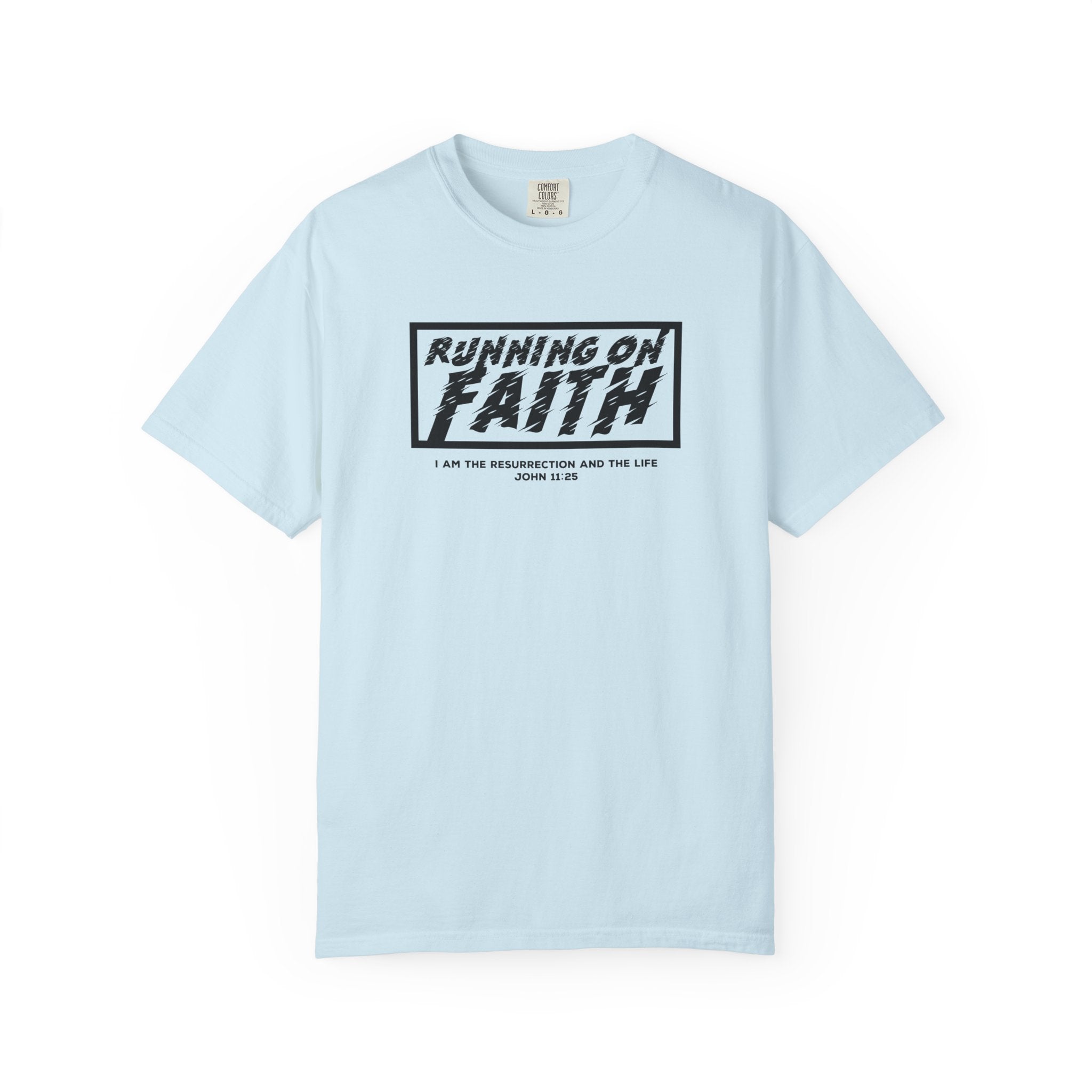 Running on Faith T-Shirt — Christian Scripture Tee (John 12:26)